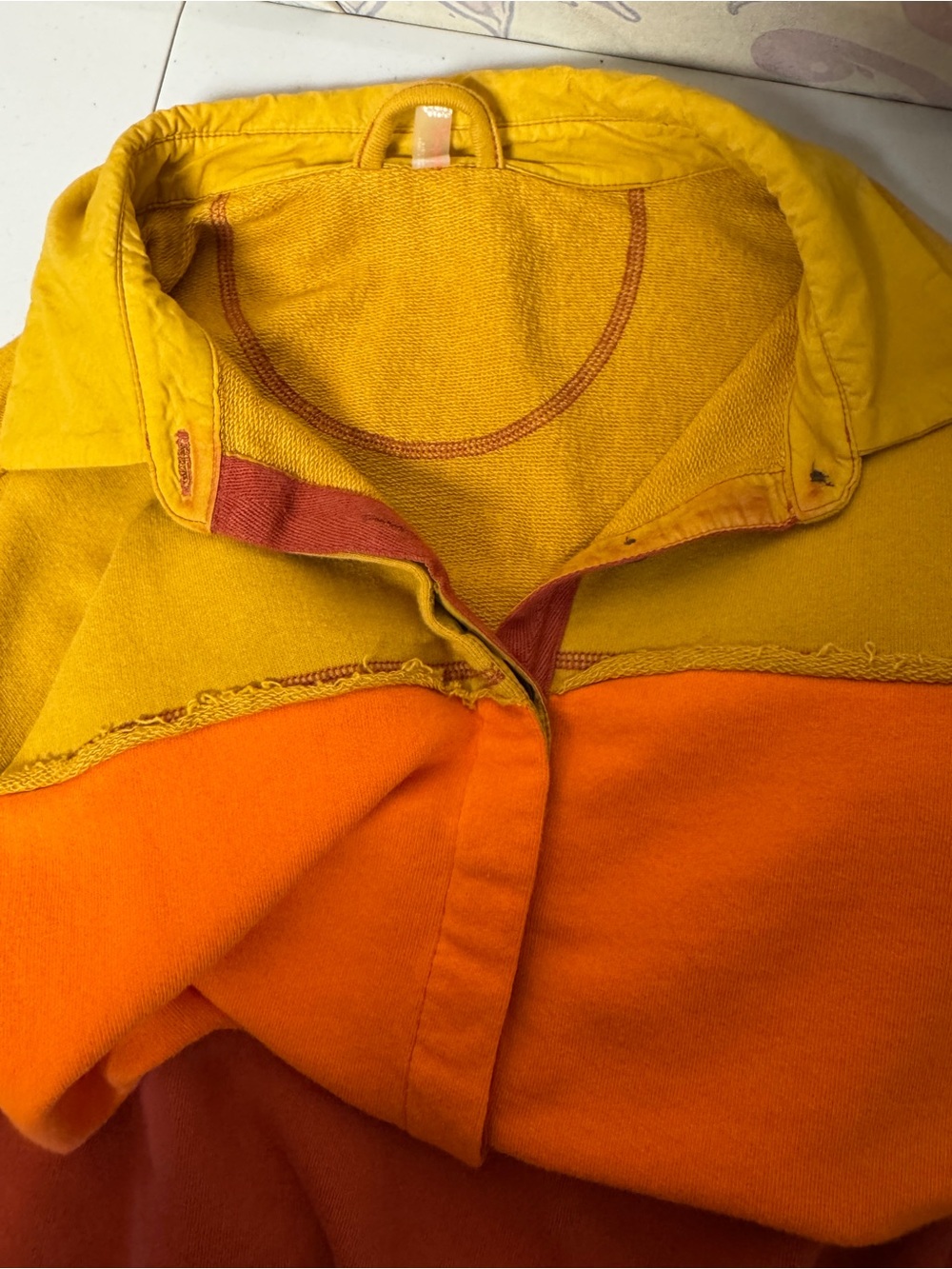 Free People Colorblock Rugby Pullover - Yellow, Orange, Rust - Picture 4 of 12